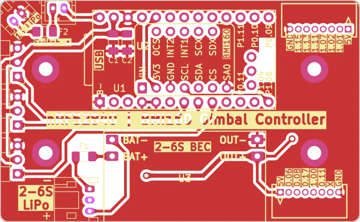 Board preview of nRF52840 Gimbal Controller